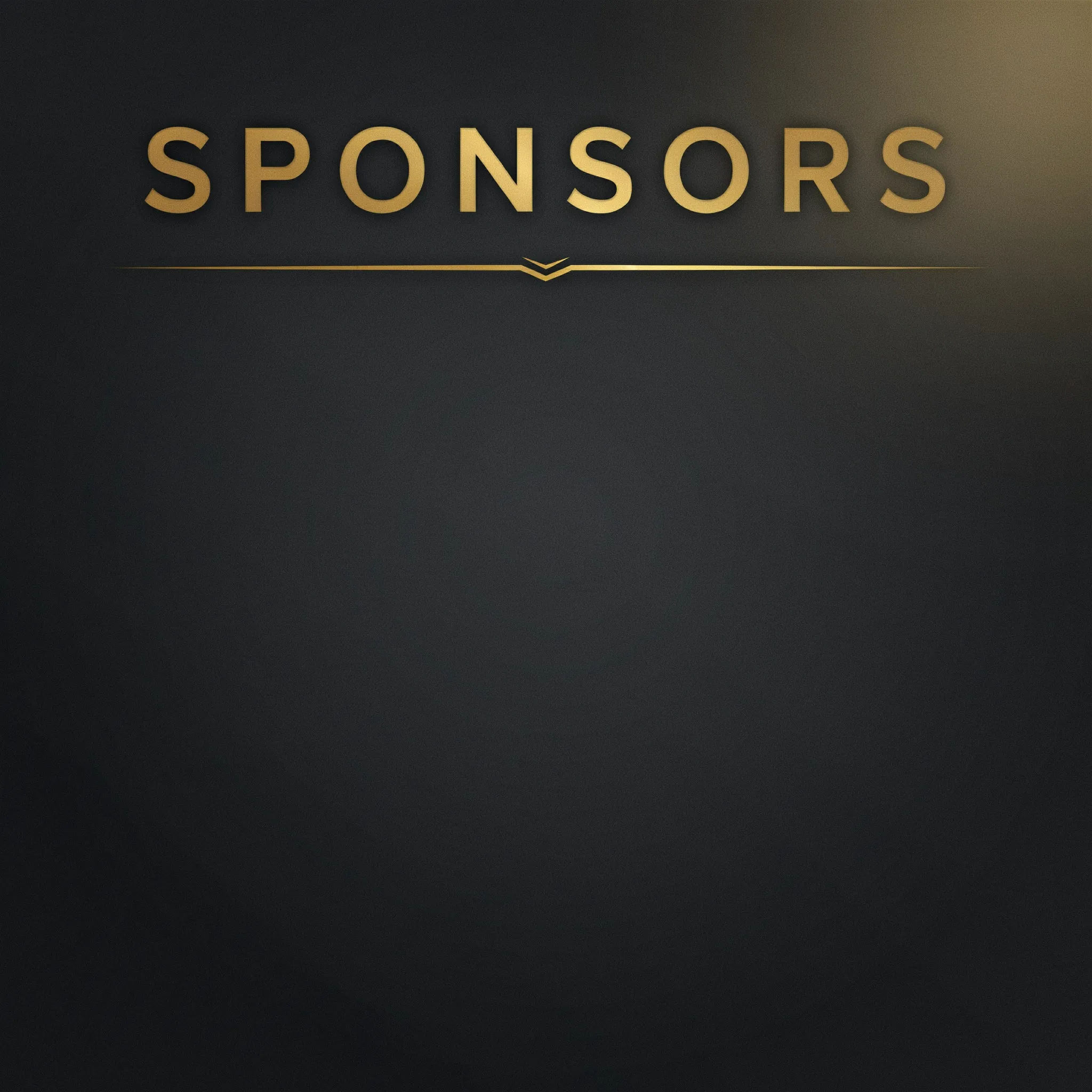 Charcoal and gold Twitch sponsors panel with a bold label