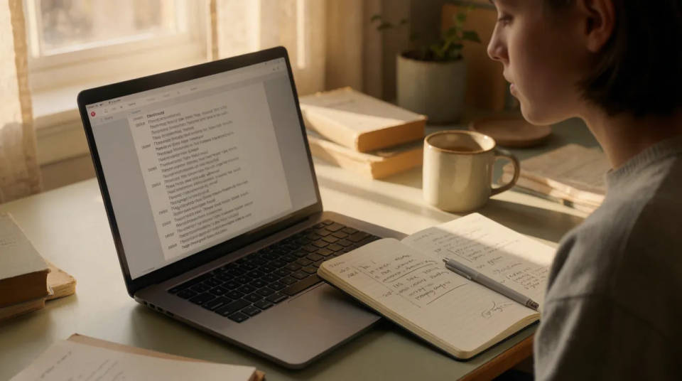 Vídeo de aula com a transcrição exibida em formato de notas