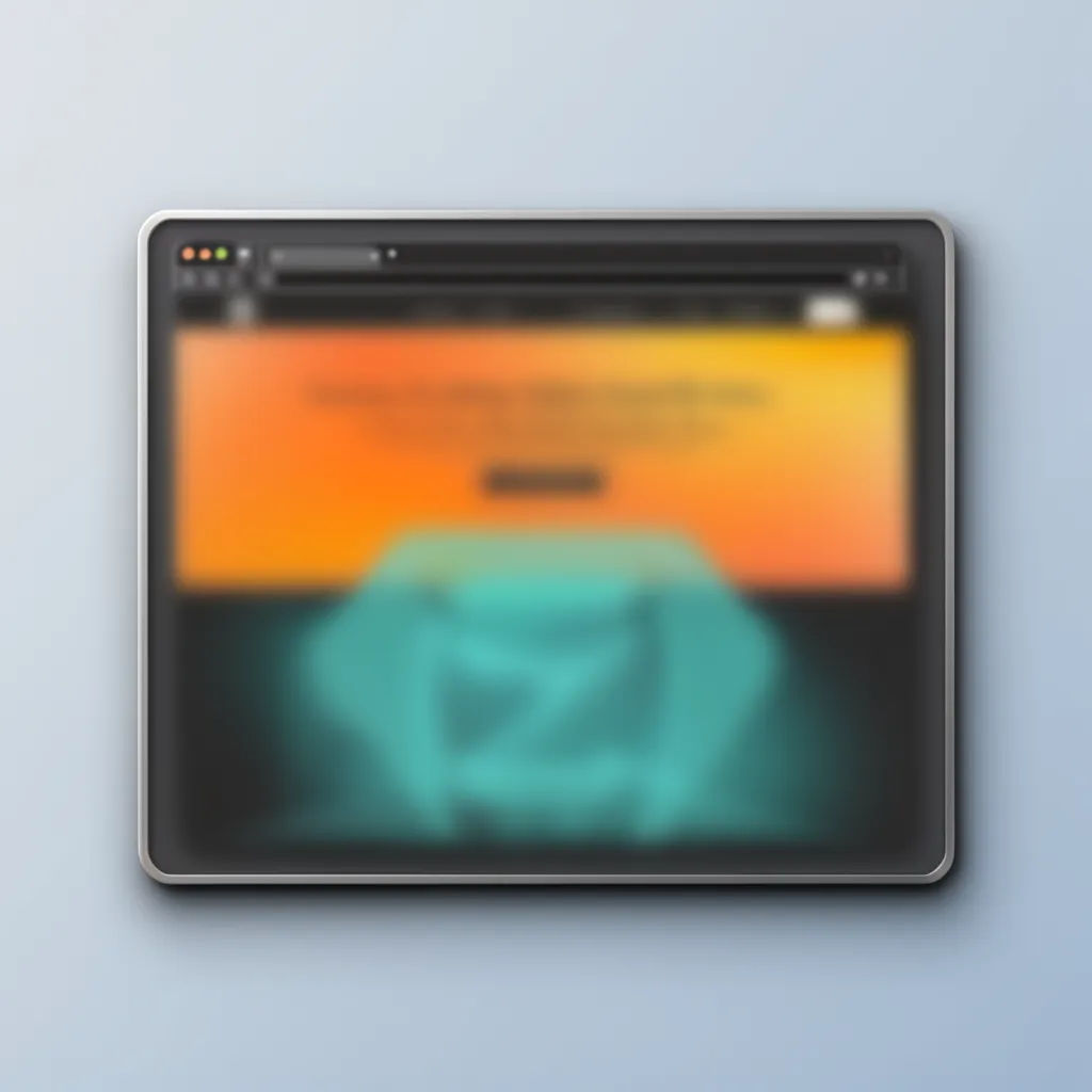 Web page in a floating browser window on a pale gradient