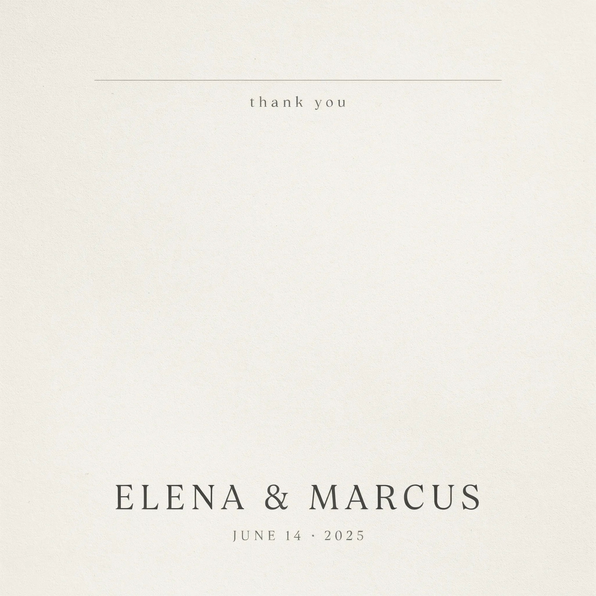 Modern minimal thank you card with clean type and white space