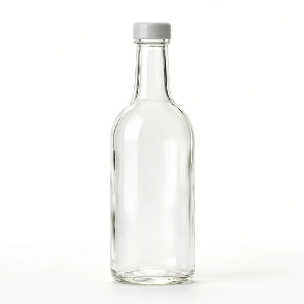 Glass bottle on clean white with reflective edges retained