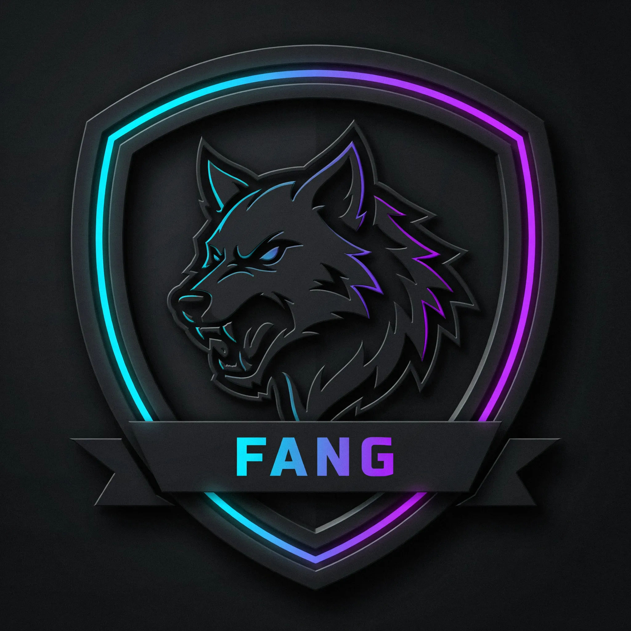 Gaming channel logo with a wolf head mascot in a rounded badge