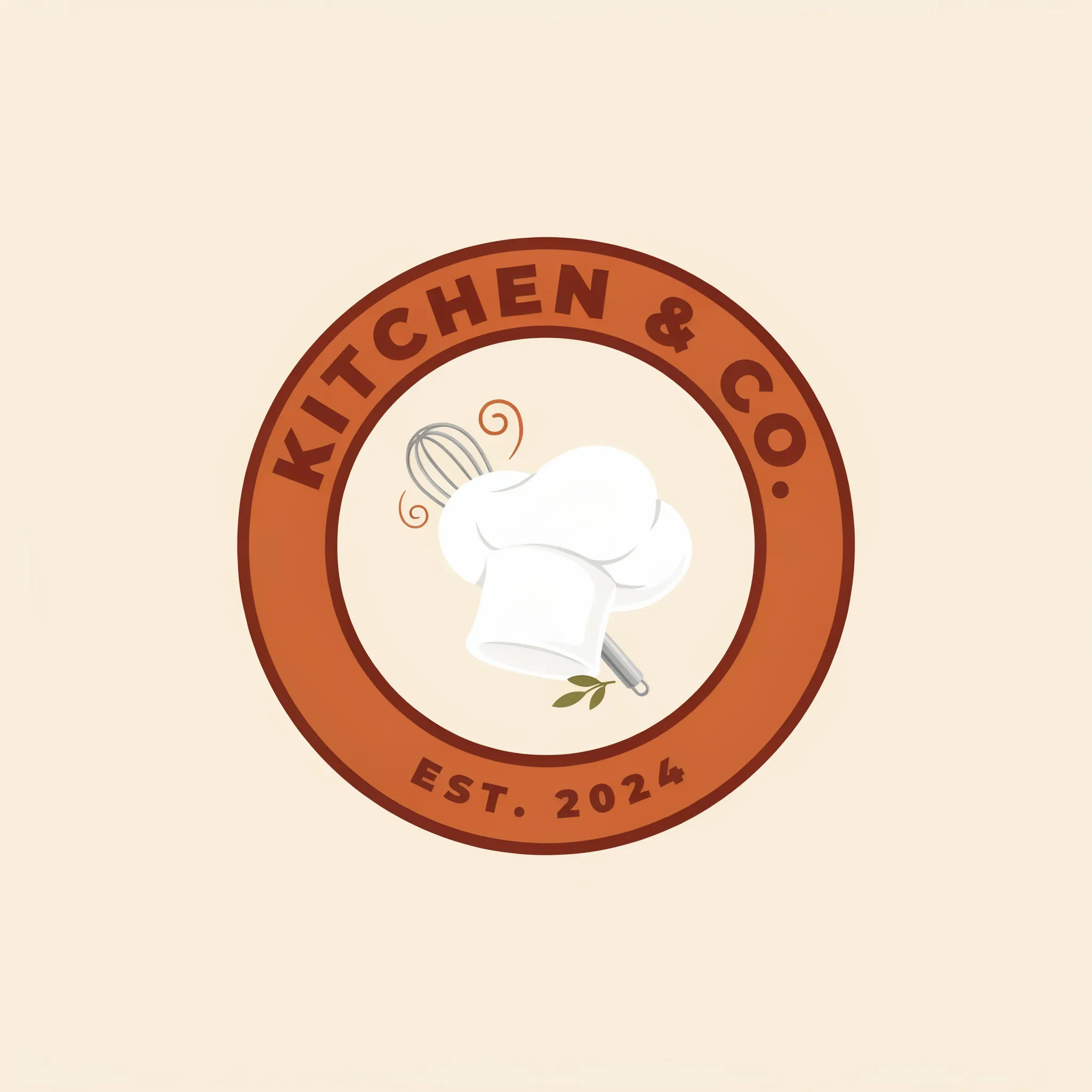 Cooking channel logo with a chef hat and whisk in a badge