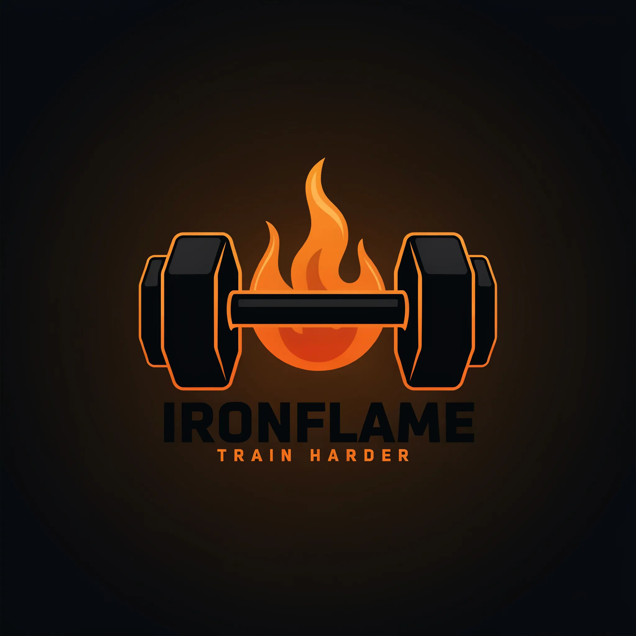 Fitness channel logo with a dumbbell and flame emblem