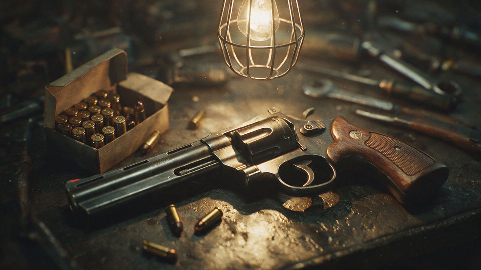 Revolver on the bench