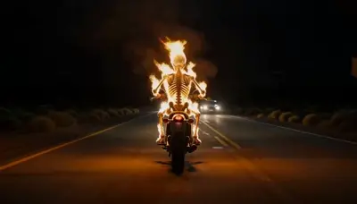 Flaming skull rider effect