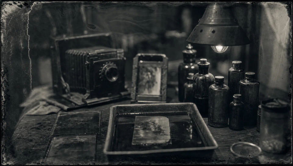 Antique darkroom workbench