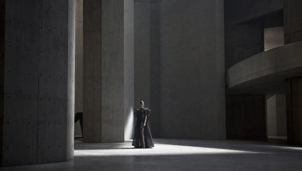 Brutalist concrete hall