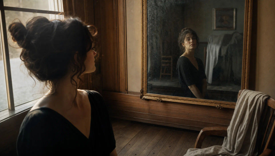 Window-lit room with mirror
