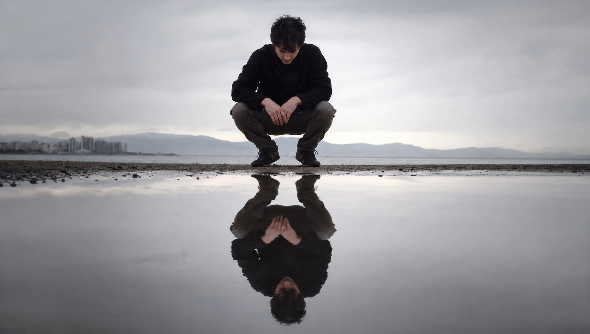 Rain-puddle reflection