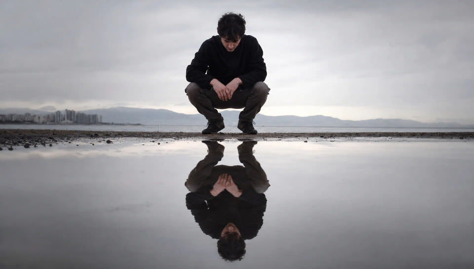 Rain-puddle reflection