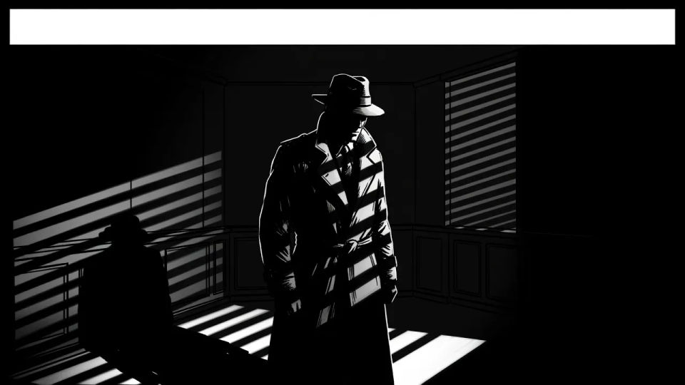 Venetian-blind detective scene
