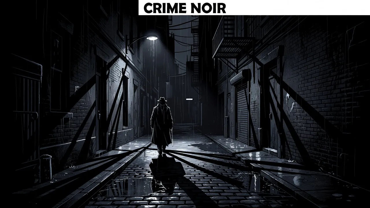 Rain-slick alley scene