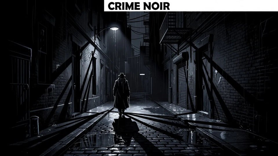 Rain-slick alley scene