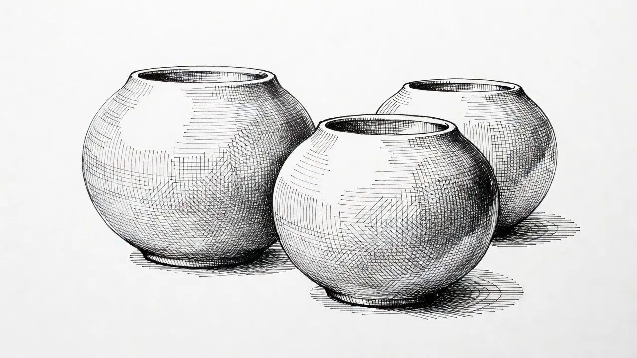 Étude en hachures de contour