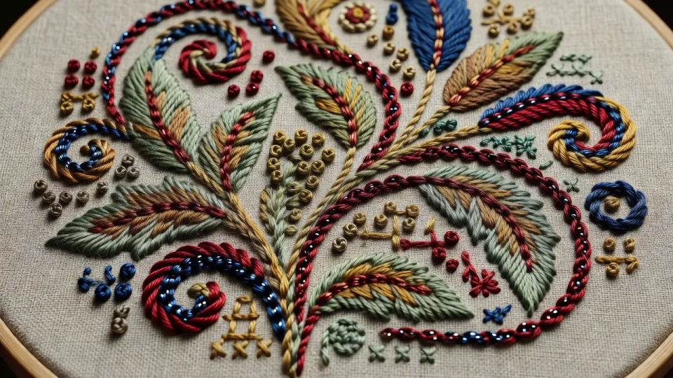 Crewel motif spread