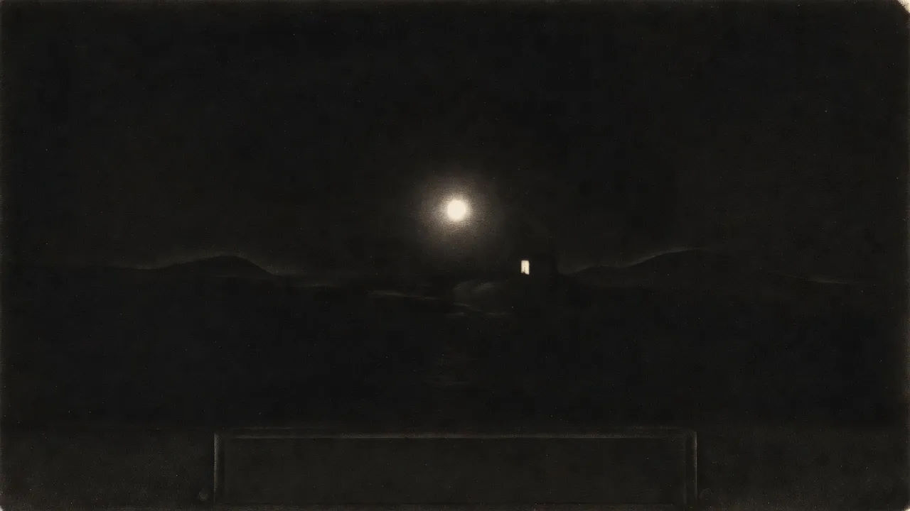 Moonlit mezzotint scene