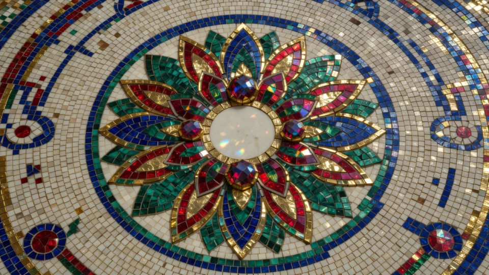 Floral roundel layout