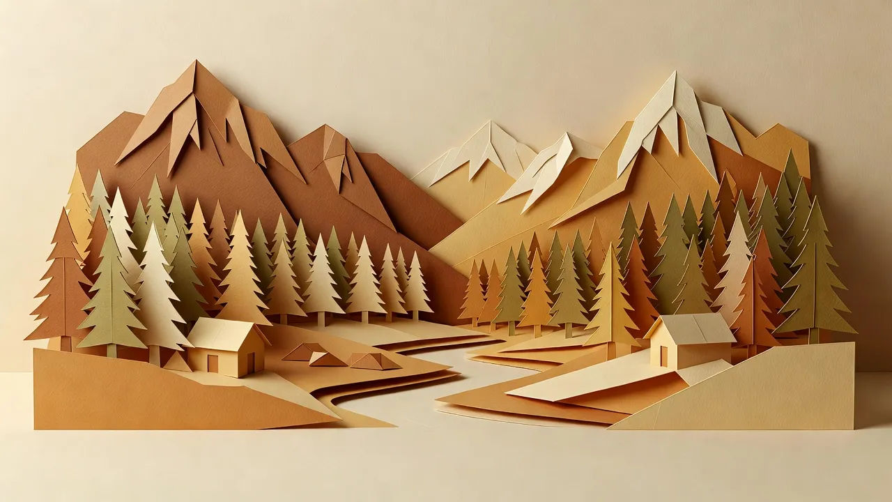 Double page pop-up kirigami