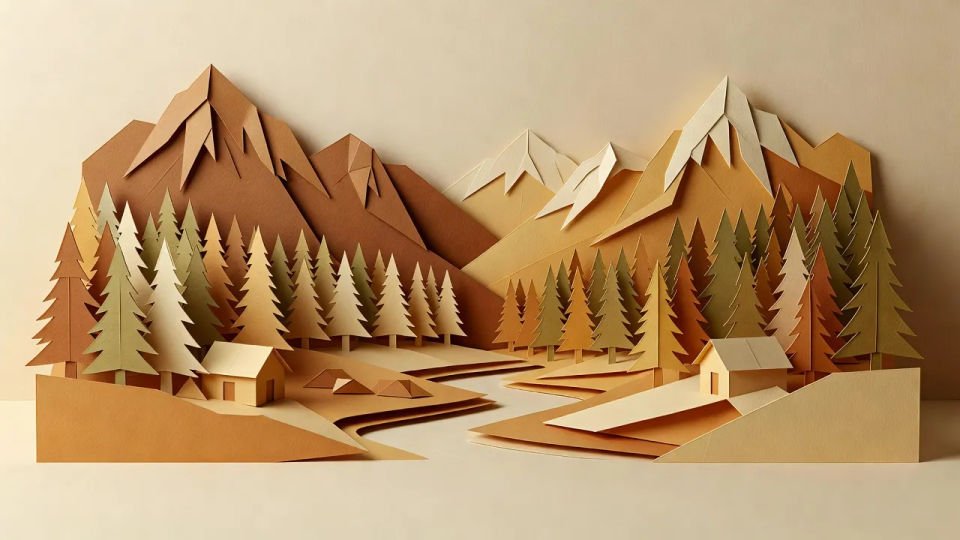 Kirigami pop-up spread