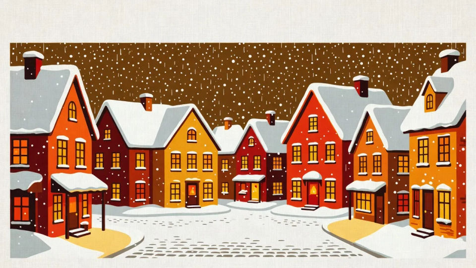 Seasonal town scene