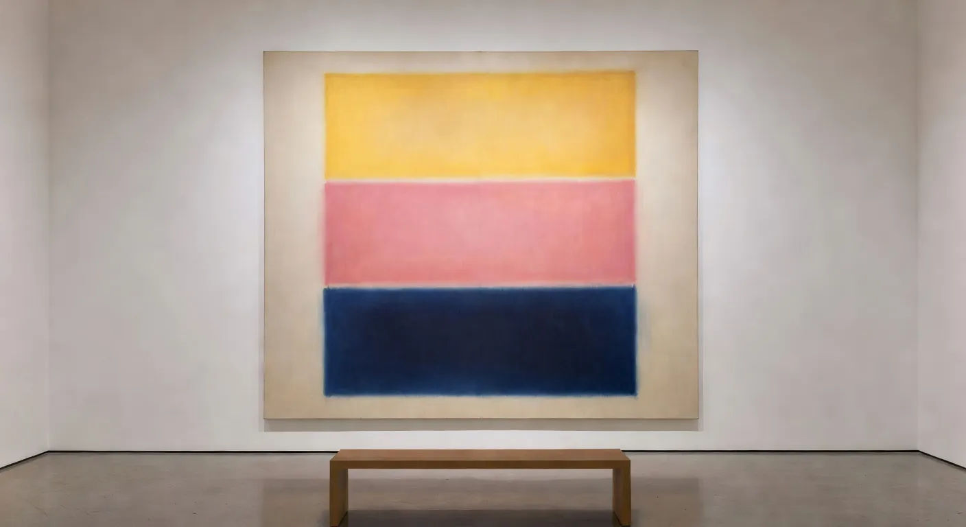 Colour-field canvas in a museum gallery