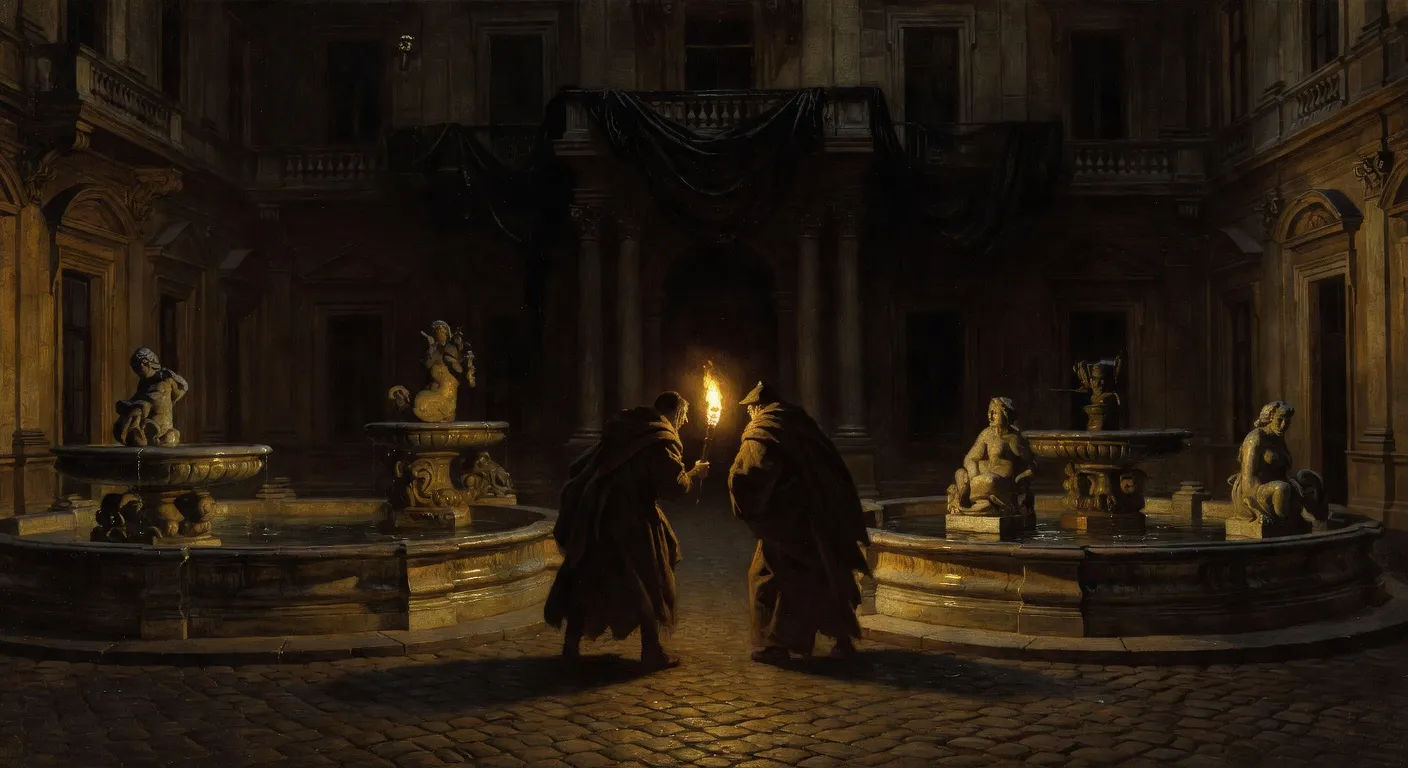 Palace courtyard at night