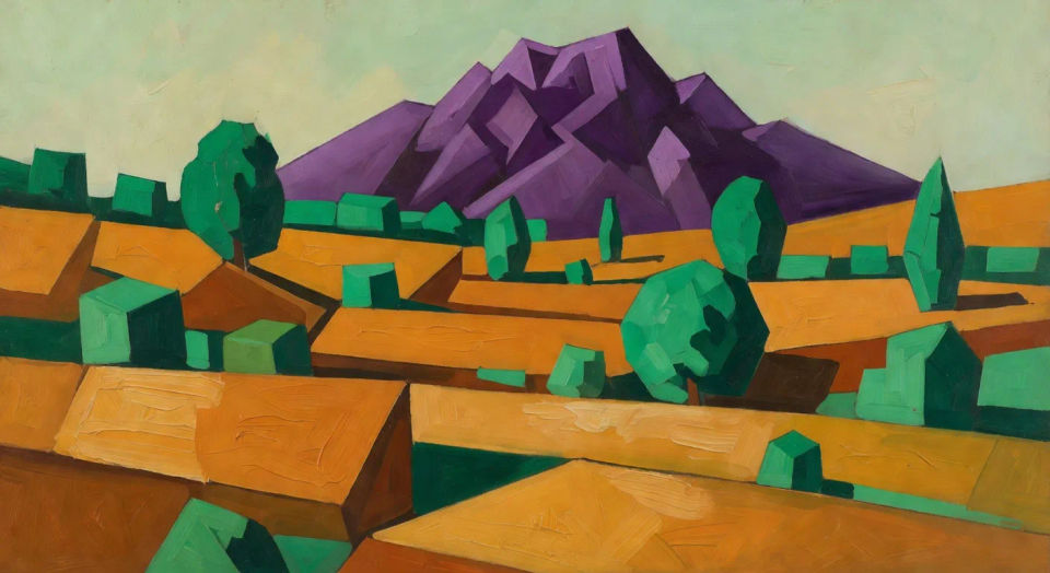 Mountain landscape in stacked planes