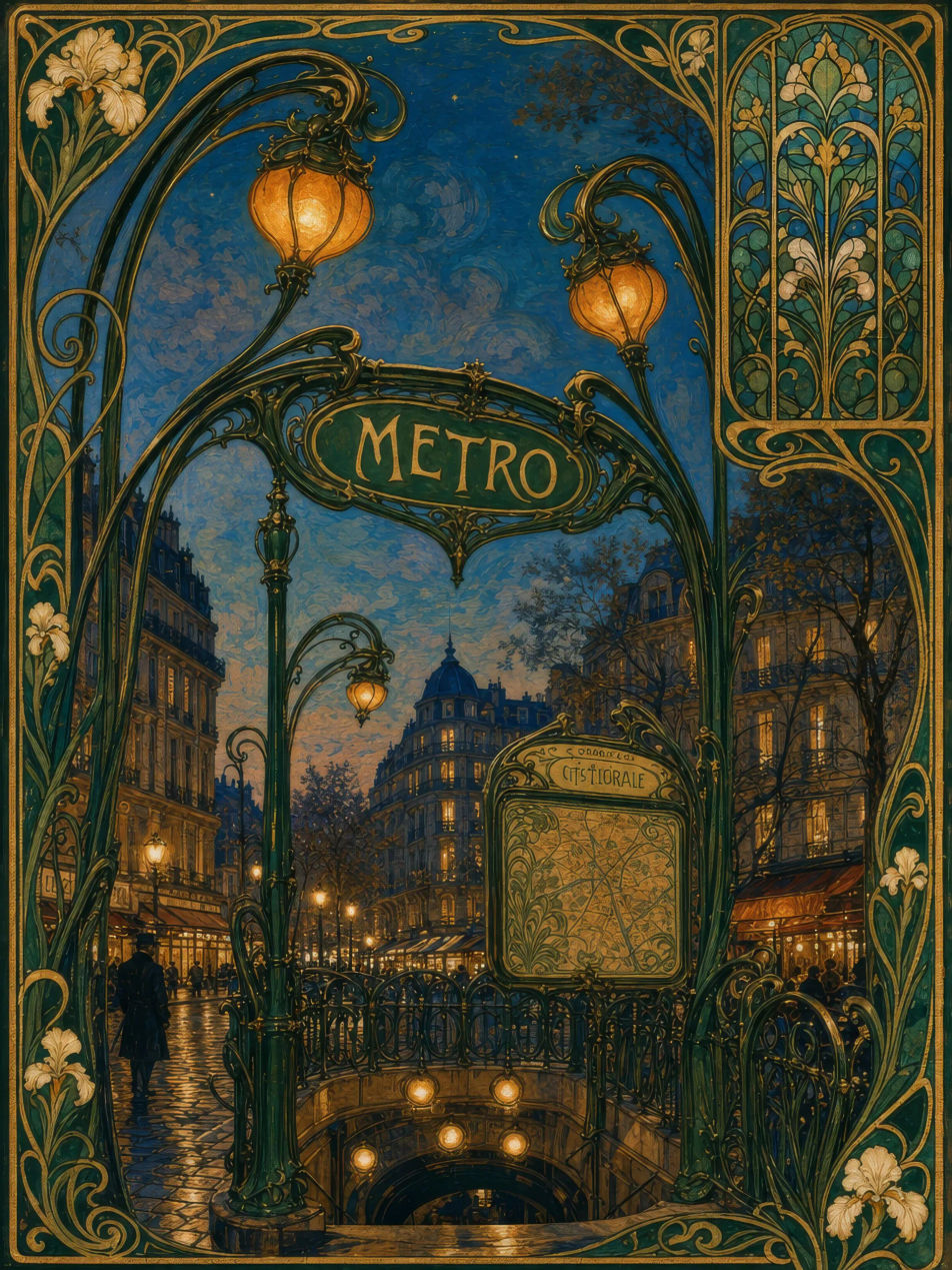 Wrought-iron metro entrance