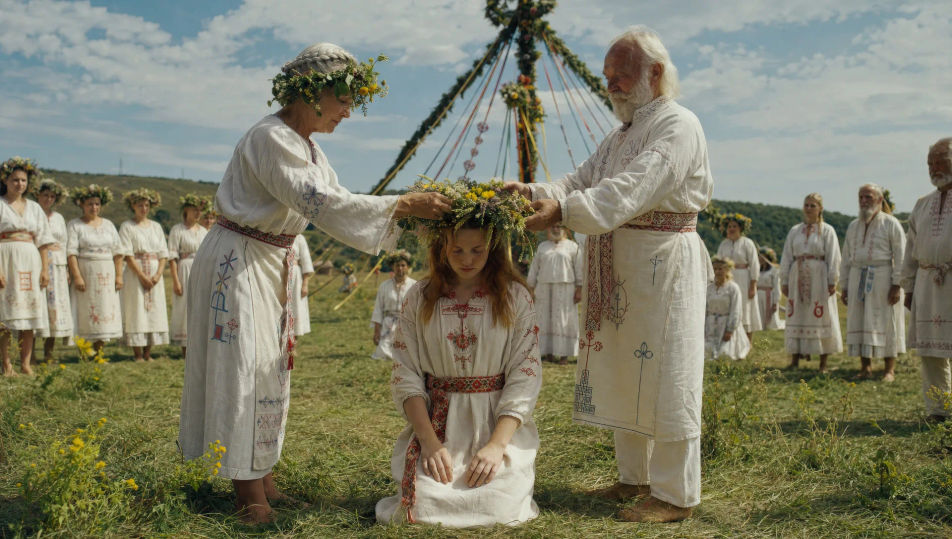 May Day crowning in a meadow