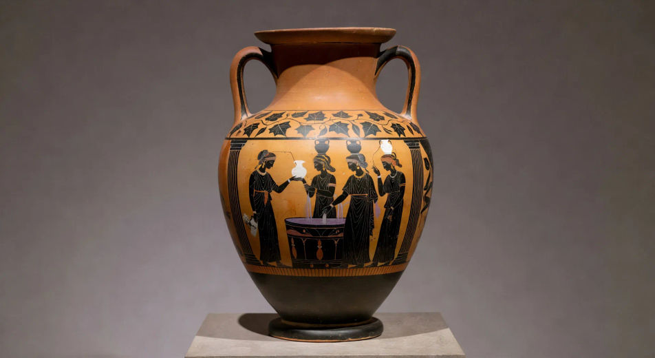 Black-figure hydria water-fetching