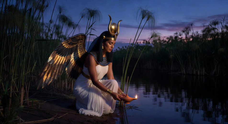 Isis searching the papyrus marshes