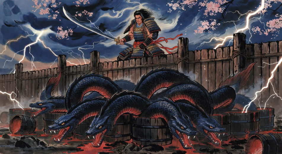 Susanoo slays Yamata no Orochi