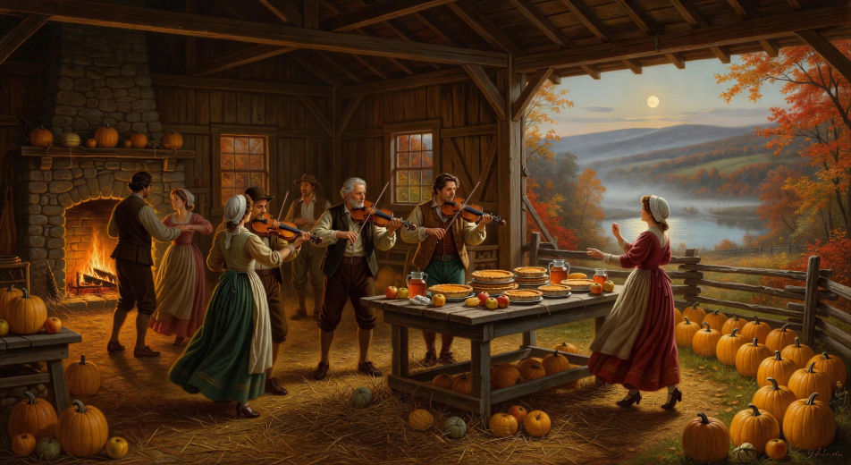 The harvest supper at the Van Tassel farm