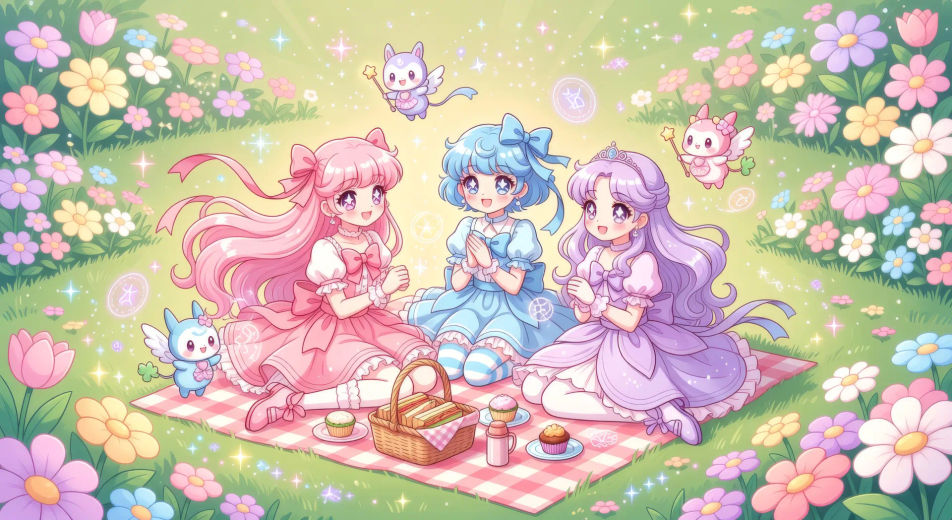 Jardin magique avec mascottes