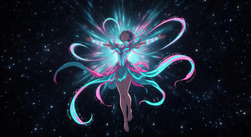 Mid-transformation with ribbons
