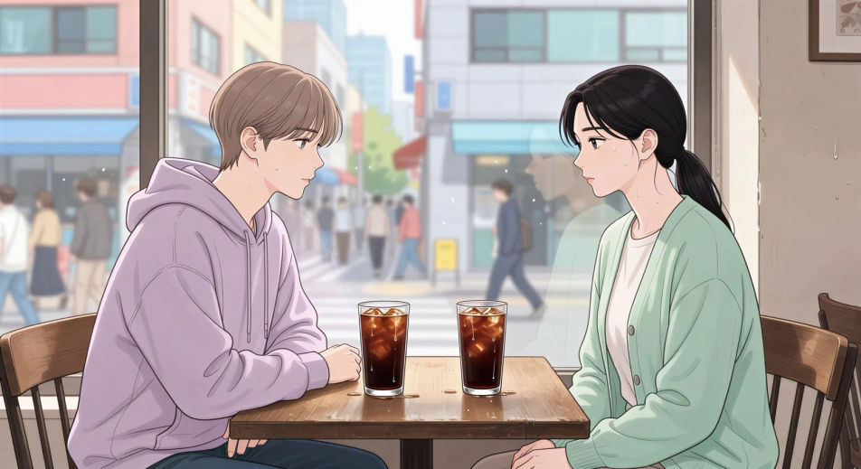 Conversation calme au café