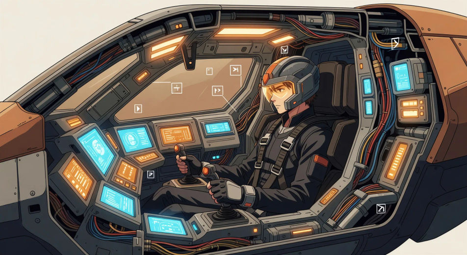 Coupe de l'intérieur du cockpit