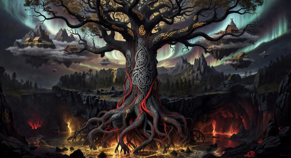 Yggdrasil holding the nine worlds