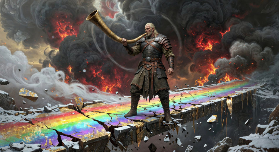 Heimdall blows Gjallarhorn