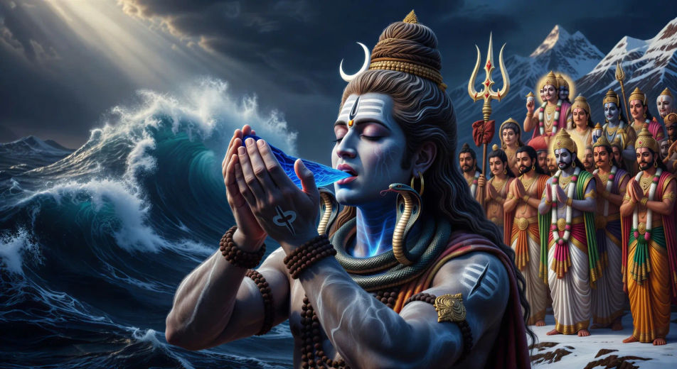 Shiva halahala zehrini içiyor
